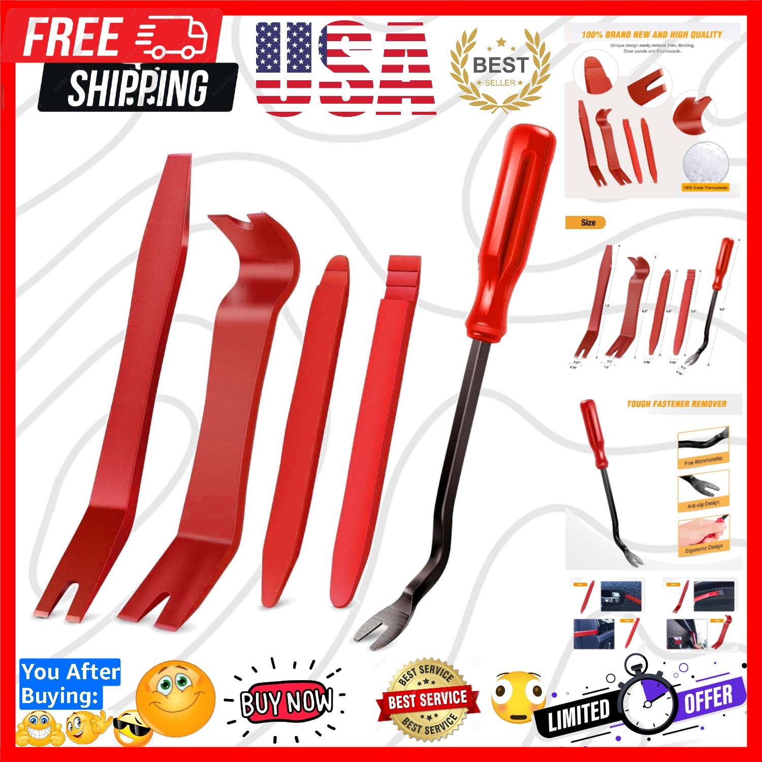5 PCS Nylon Auto Trim Removal Tool Kit No-Scratch Removal Tool Kit for Car Pa…