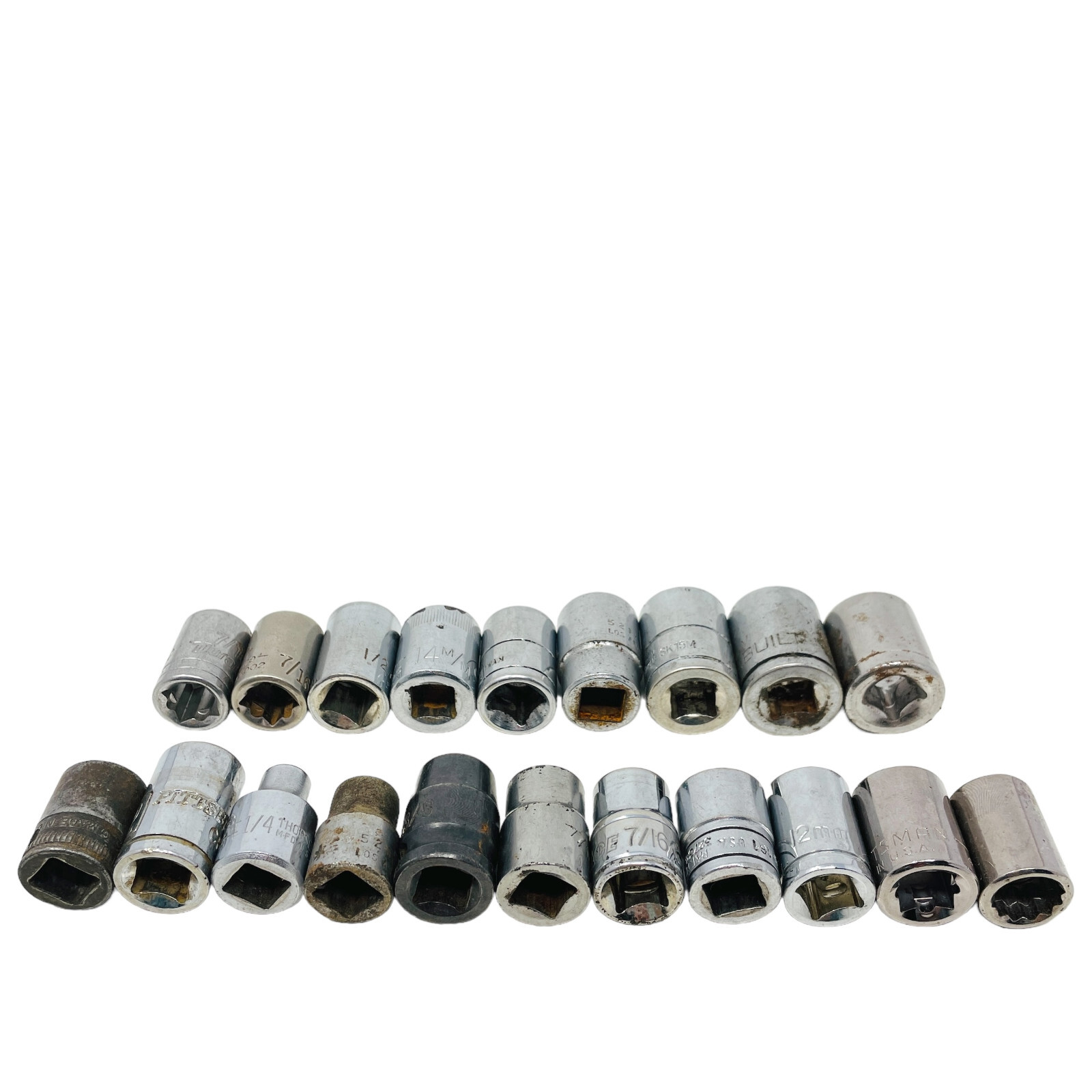 20 Pcs Craftsman, Proto and Assorted 1/4, 7/16, 12mm, 14mm Socket Set