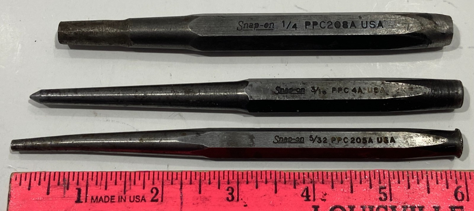 Vintage 3pc. Snap-on Tapered Punch PPC Set USA PPC4A, PPC205A, PPC208A Exc. COND