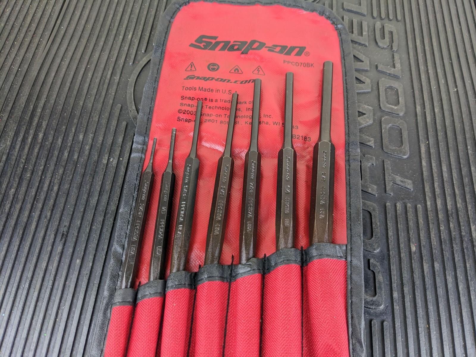 #bg302 Snap On Tools Punch And Chisel Set PPCD70BK 8-Piece