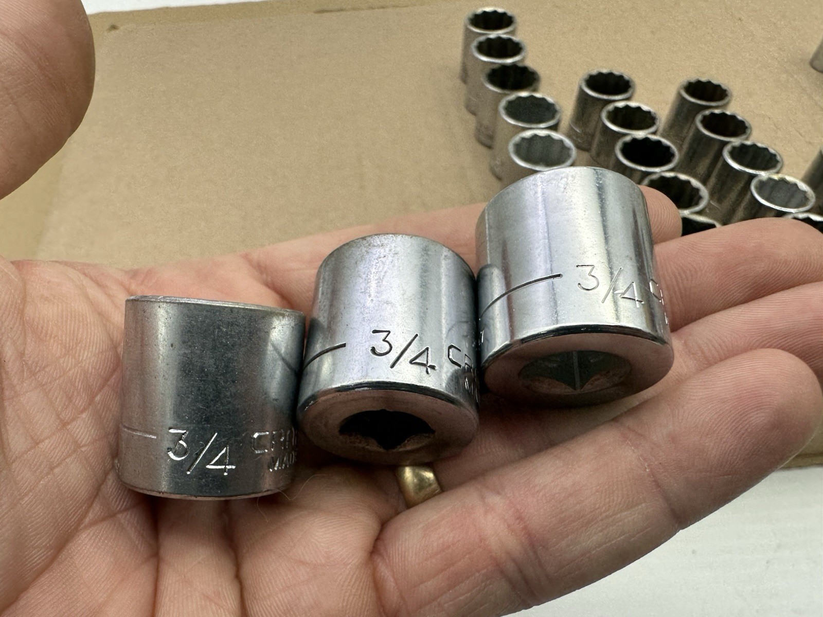 Vintage Craftman VV 49pc Set SAE 3/8″ Dr 12/6 Pt Socket Lot – 3/8-3/4” Vtg USA