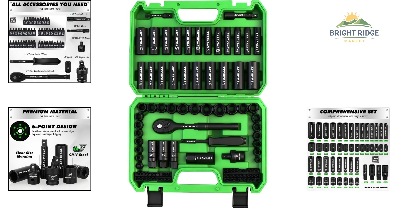 105-Piece Impact Socket Set with Ratchet Handle and Extension Bars for Mechanics