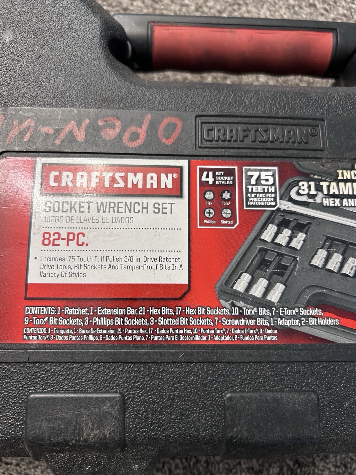 CRAFTSMAN 82 Pc Socket Wrench Set HEX E TORX SCREWDRIVER Bit & 75T RATCHET READ