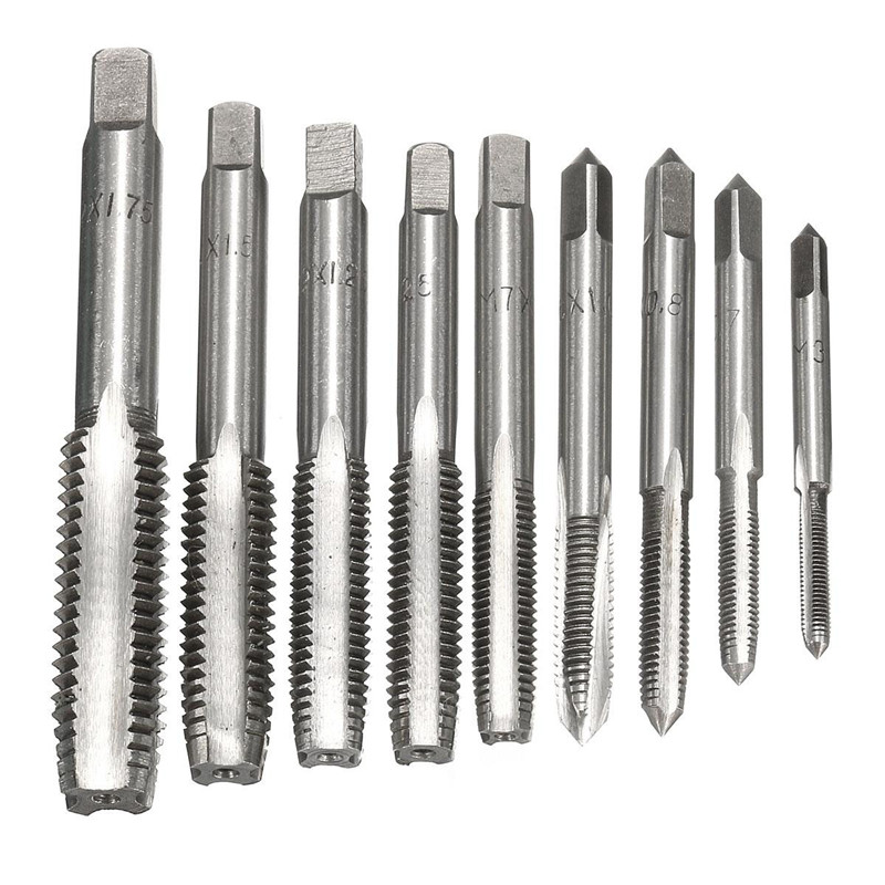 Car Metric Hand Tap Die Set M3-M12 Screw Thread Plugs Straight Taper Reamer Tool