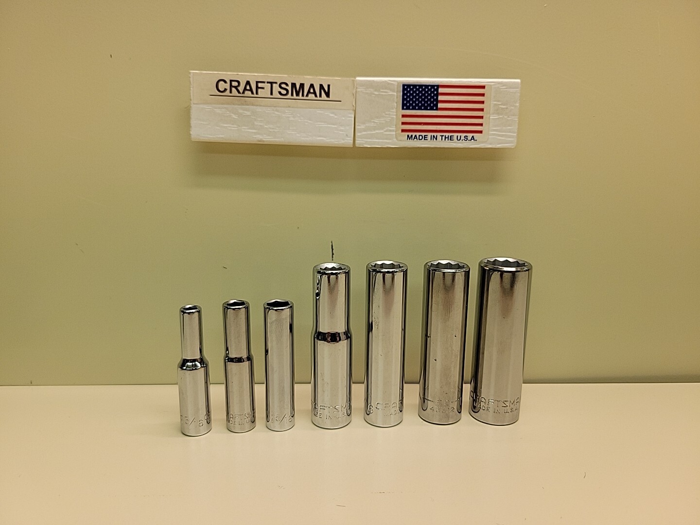 7 Piece Craftsman Socket Set 3/16 1/4 5/16 3/8 7/16 1/2 9/16 (1/4Dr 3/8Dr) USA