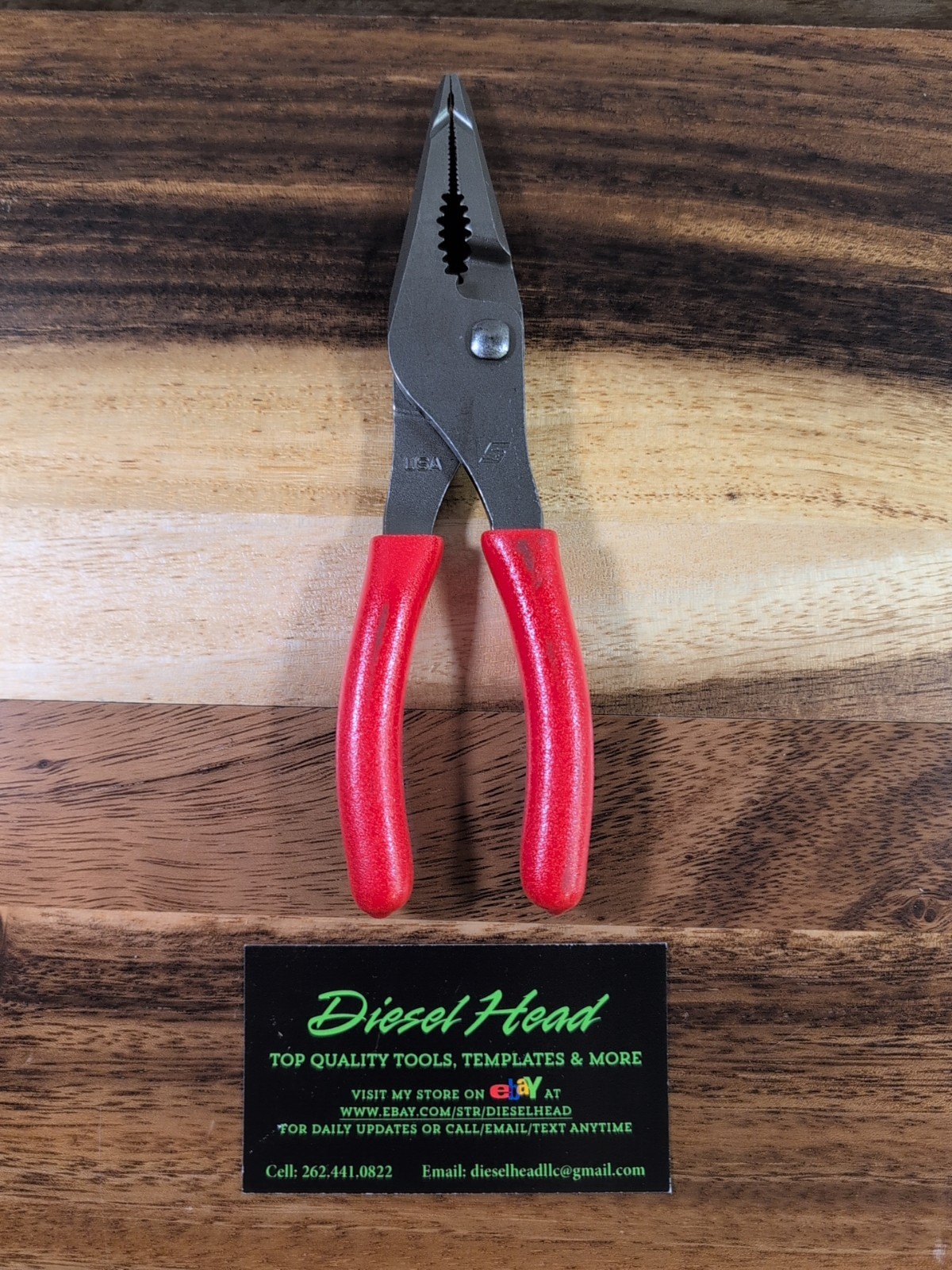 *NEW Snap On LN47ACF 9″ Needle Nose/Slip-Joint Combo RED Handle Soft Grip Pliers