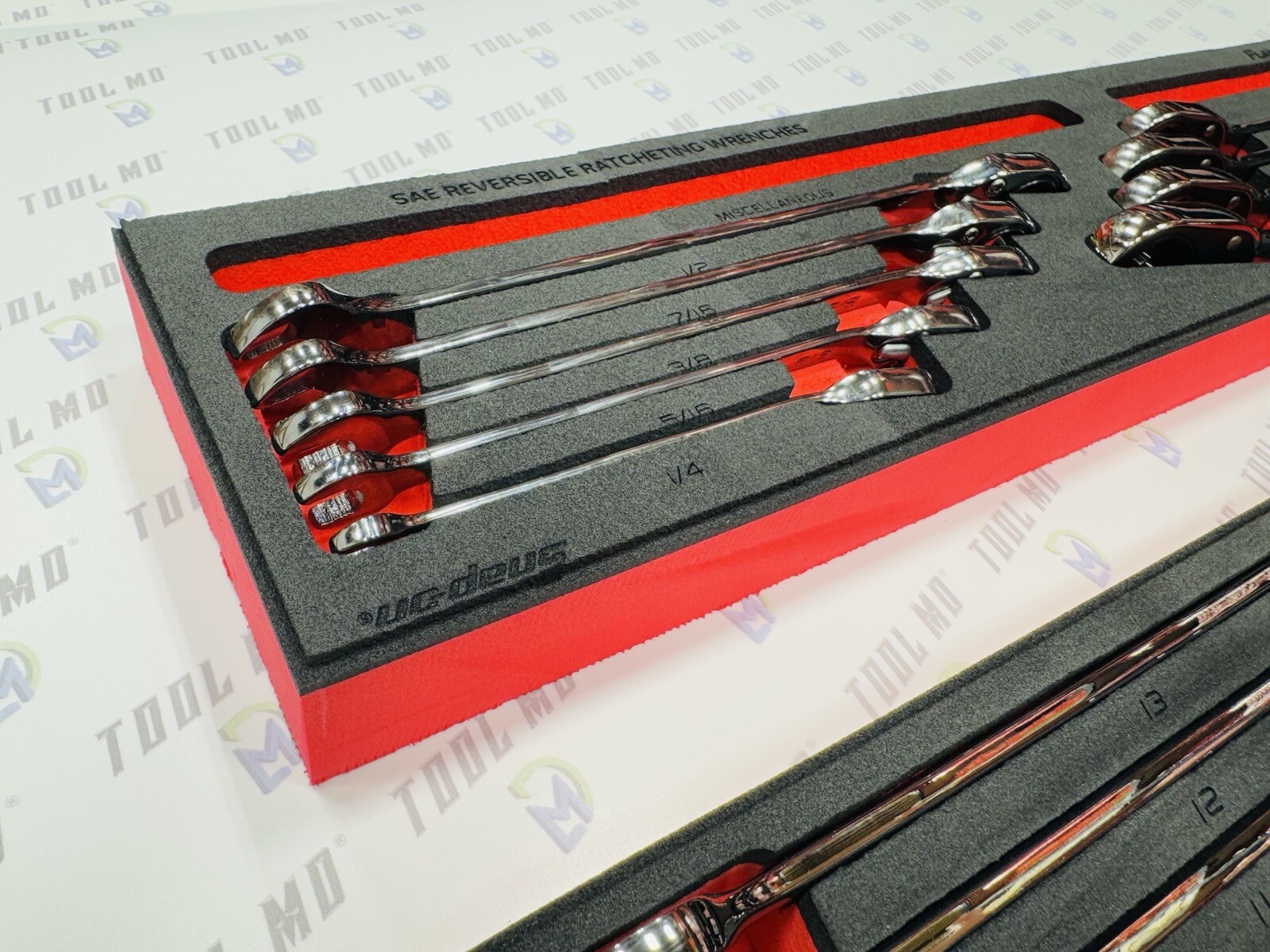 Snap-on Tools NEW 23pc Metric & SAE Reversible Ratcheting Combo Wrench Foam Set