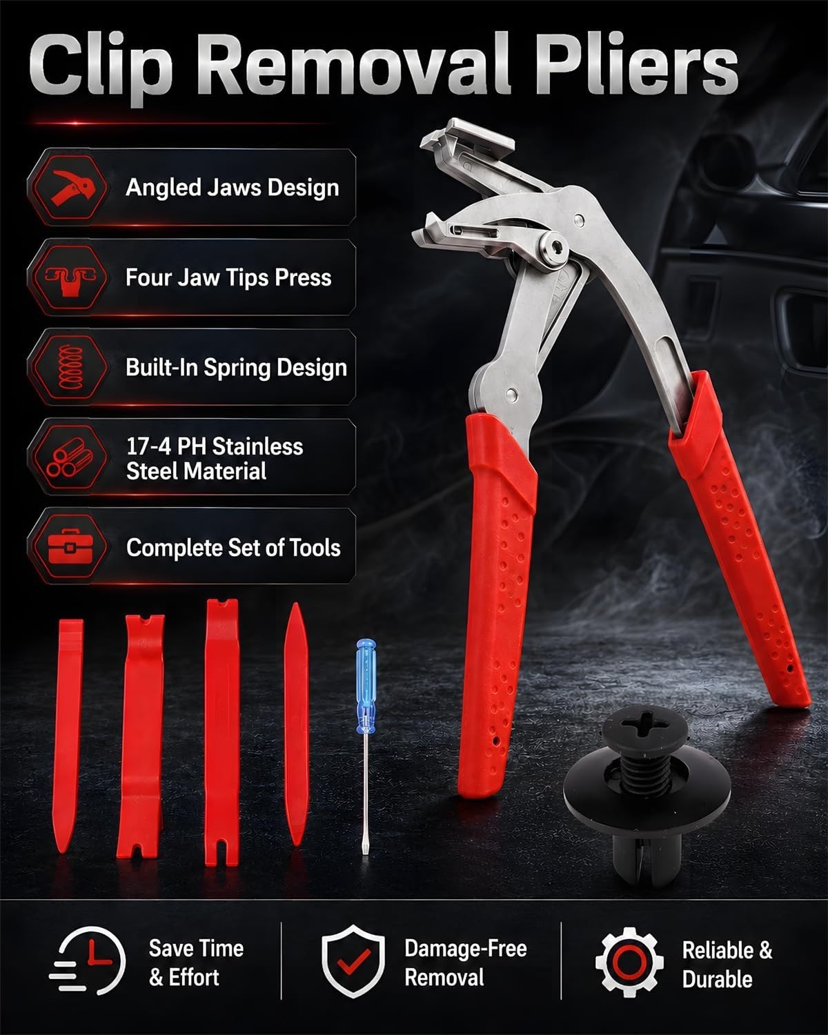 Kit, Automotive Trim Removal Tools with Panel Pry Set, Fastener Clip Remover,…