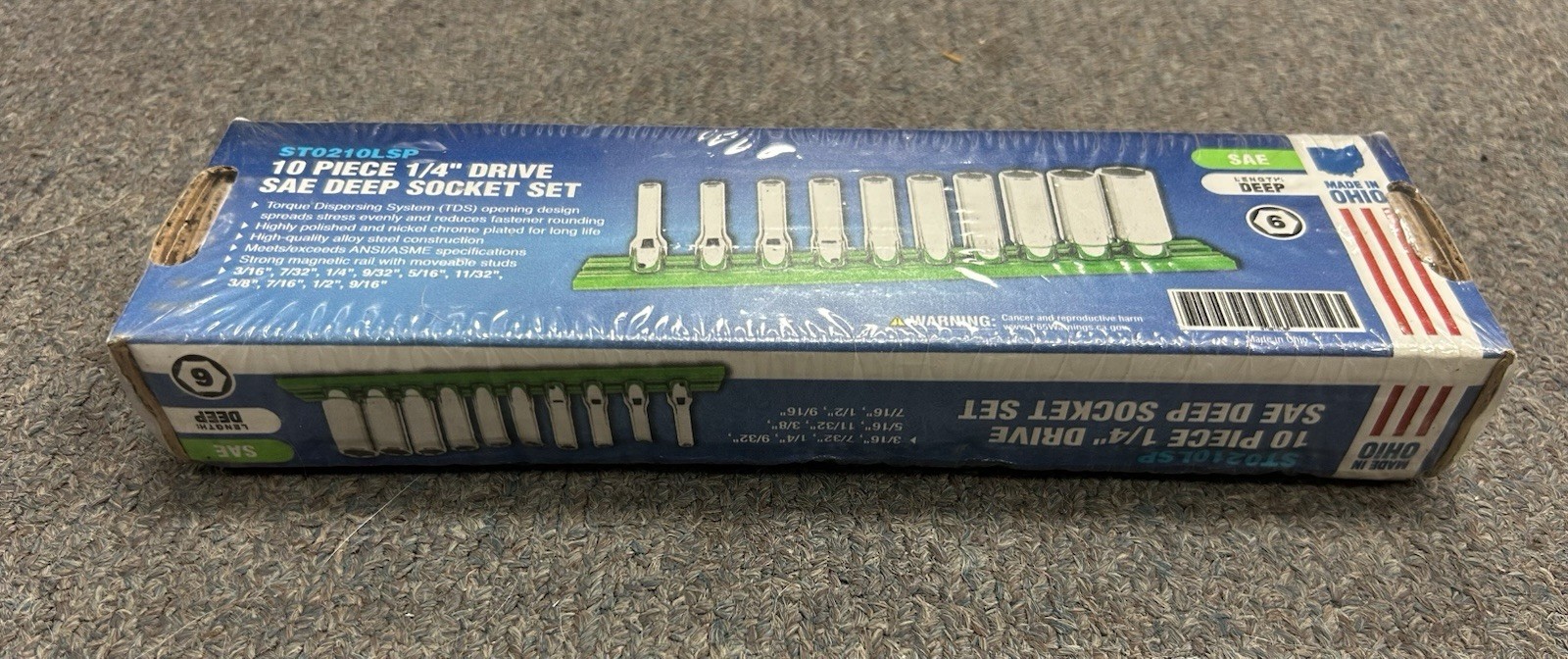 Cornwell USA ST0210LSP 1/4” Drive SAE Deep Socket Set 6pt