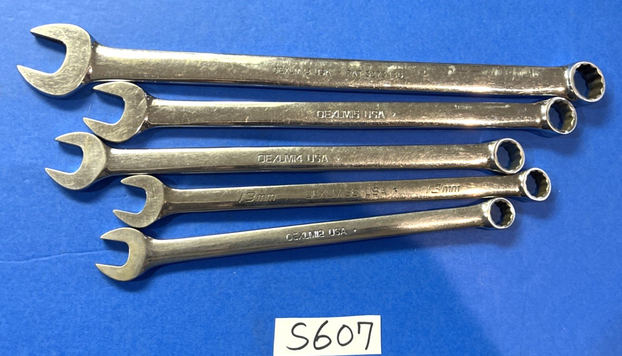 SNAP-ON TOOLS 5 PIECE METRIC EXTRA LONG COMBINATION WRENCHES 12mm 13, 14, 15, 18