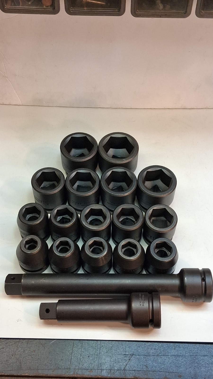 NOS PROTO PROFESSIONAL 18 PIECE 1″ DRIVE 6 POINT IMPACT SOCKET SET & EXTENSIONS