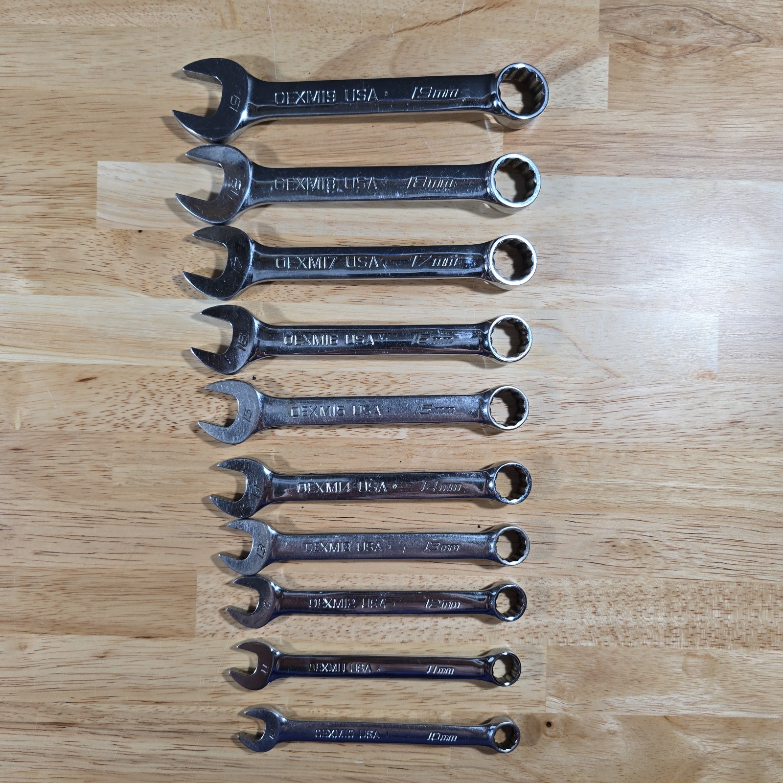 Snap On 10 pc 12 Point Metric Short Combination Wrench Set 10mm – 19mm