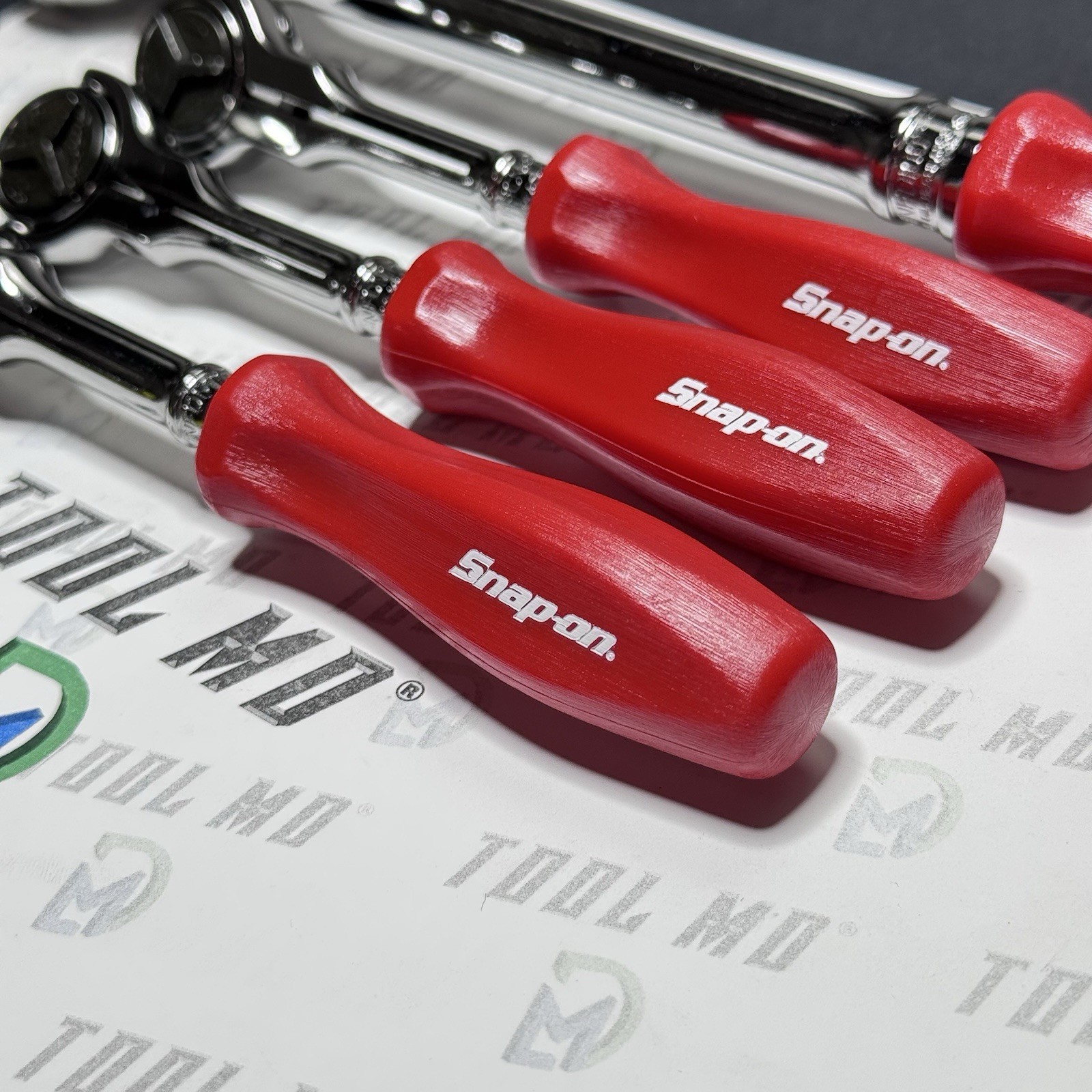 Snap-on Tools RARE RED 4pc Hard Handle Swivel Mixed Drive Ratchet Set FHCNFD72