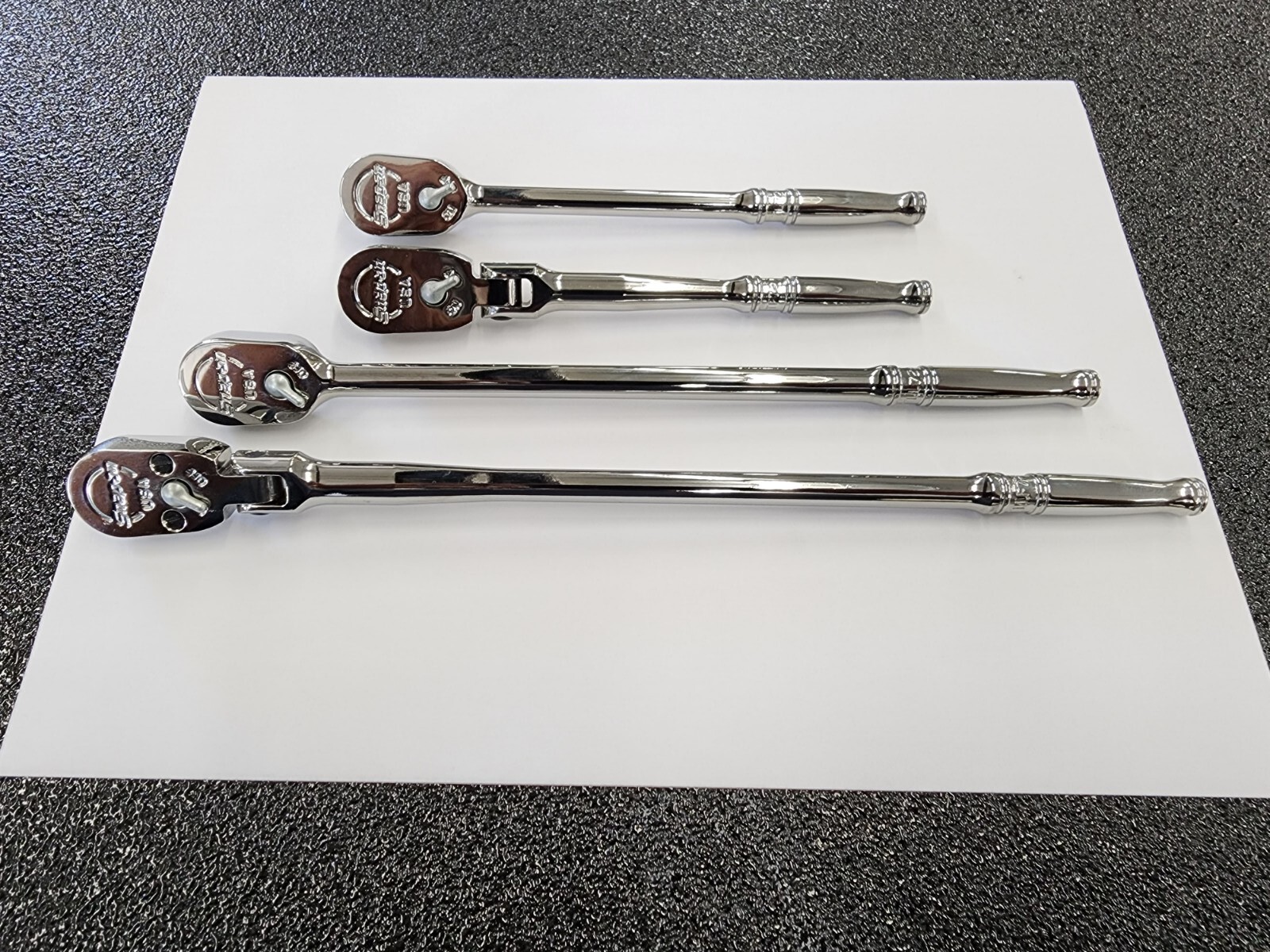 Snap-on Tools USA NEW 4-Piece 1/4″ Drive Fixed & Flex Head Chrome Ratchet Set