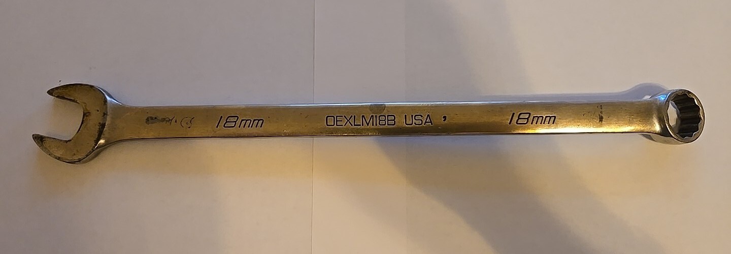 Snap On 18MM 12PT Long Chrome Combination Wrench OEXLM18B