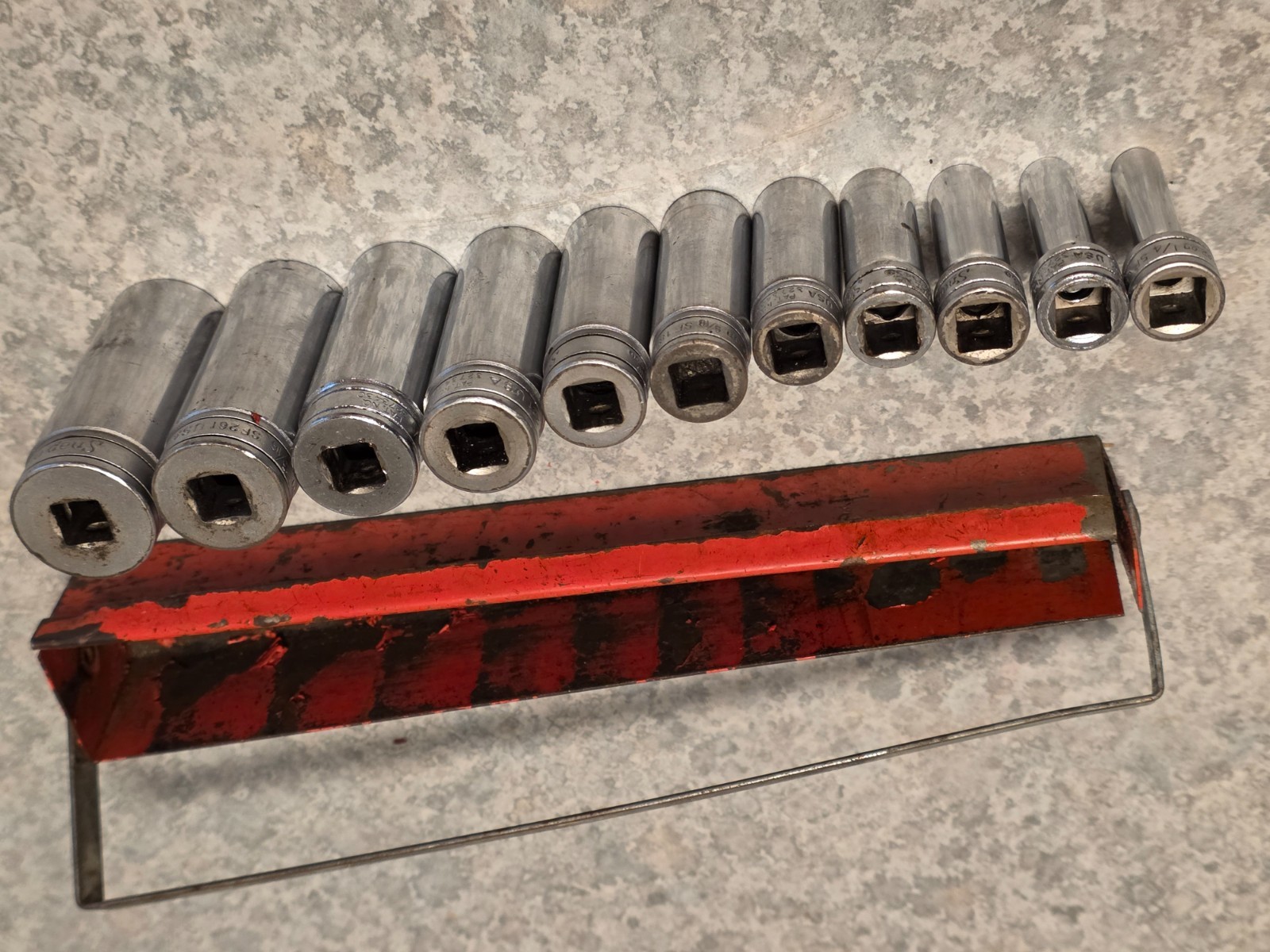 13Pc Snap On Underline DEEP SAE 1/4″-7/8 Socket Set Lot 12-PT 3/8” Drive w/Rack