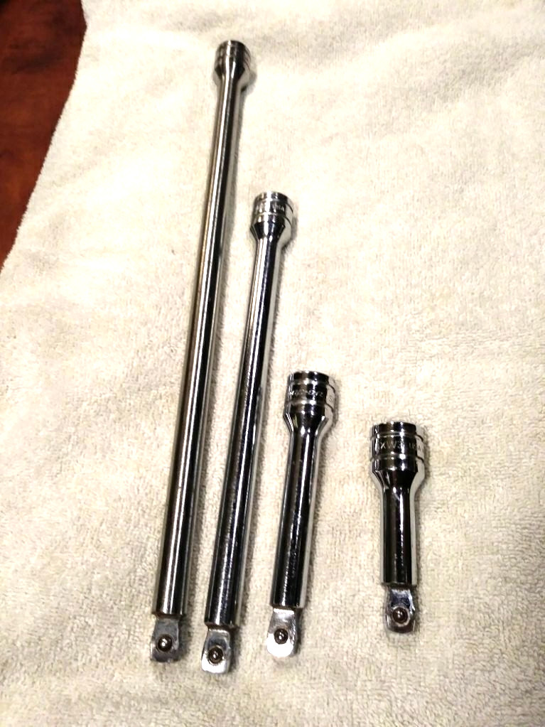 SNAP-ON 4 PC. 1/2 INCH WOBBLER EXTENSIONS EXCELLENT CONDITION 15″, 10″, 5″ and 3