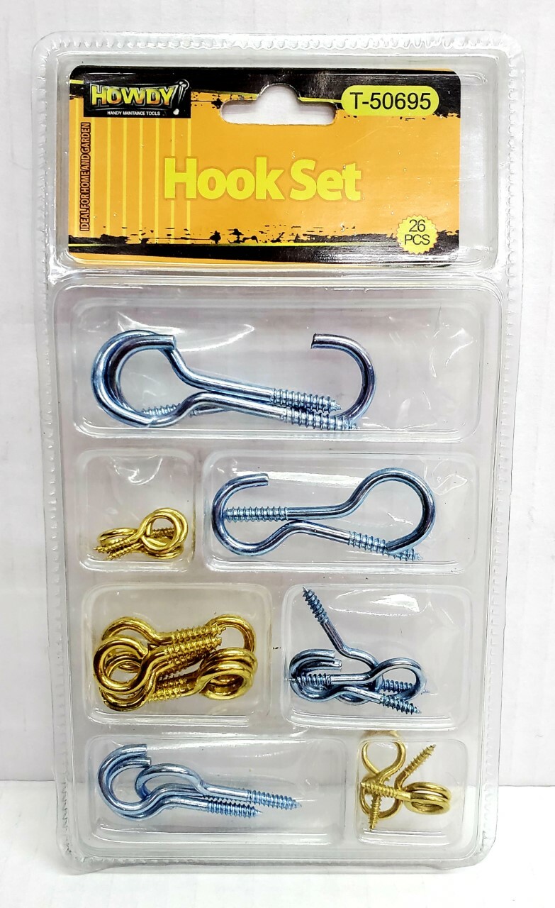 26 pc Hook Set Drywall Ceiling Hang Frames Pictures Gold Silver New # T-50695