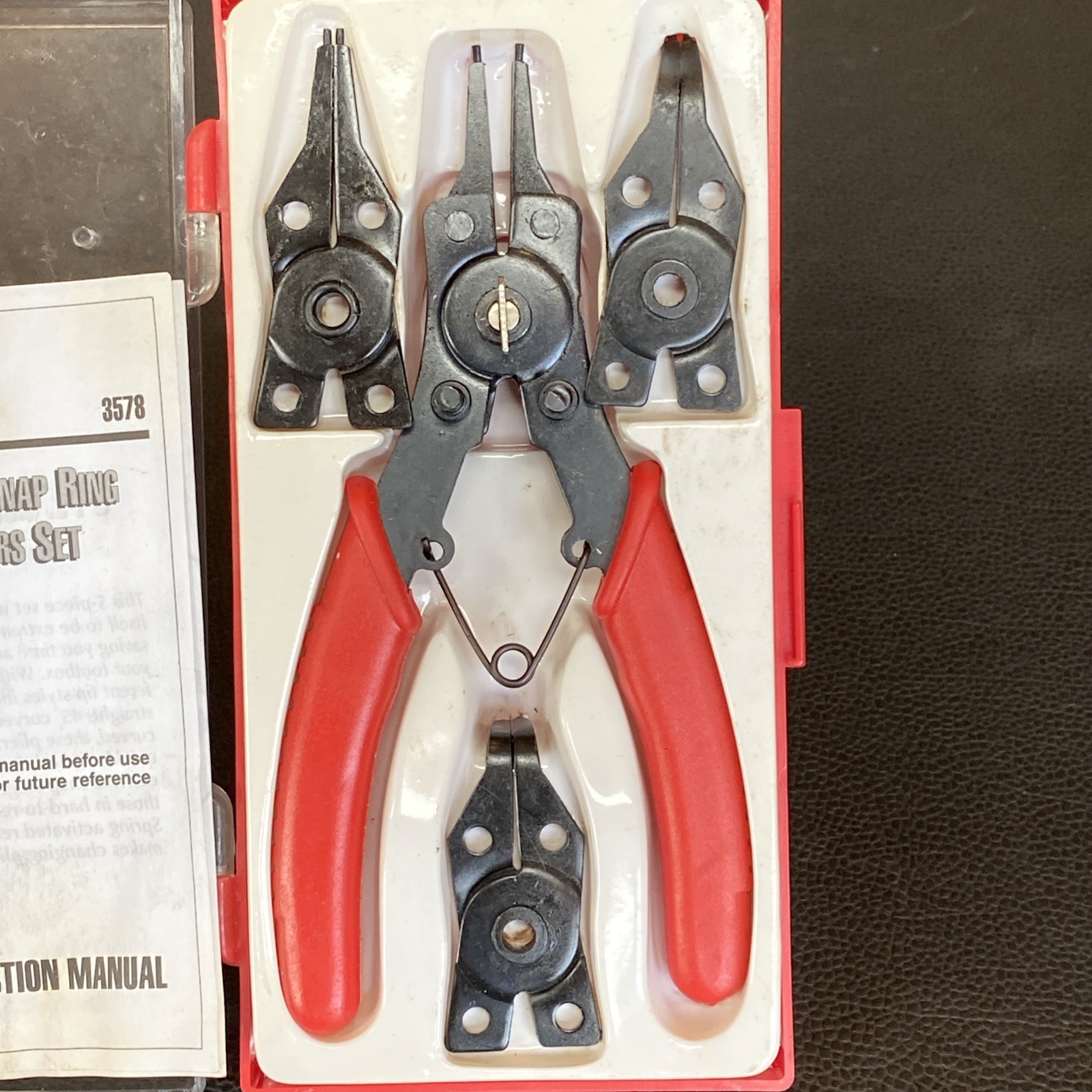 Mit 5 PC Tip Snap Ring Pliers & Spring Loaded Hog Ring Pliers Kit Set Lot Tools