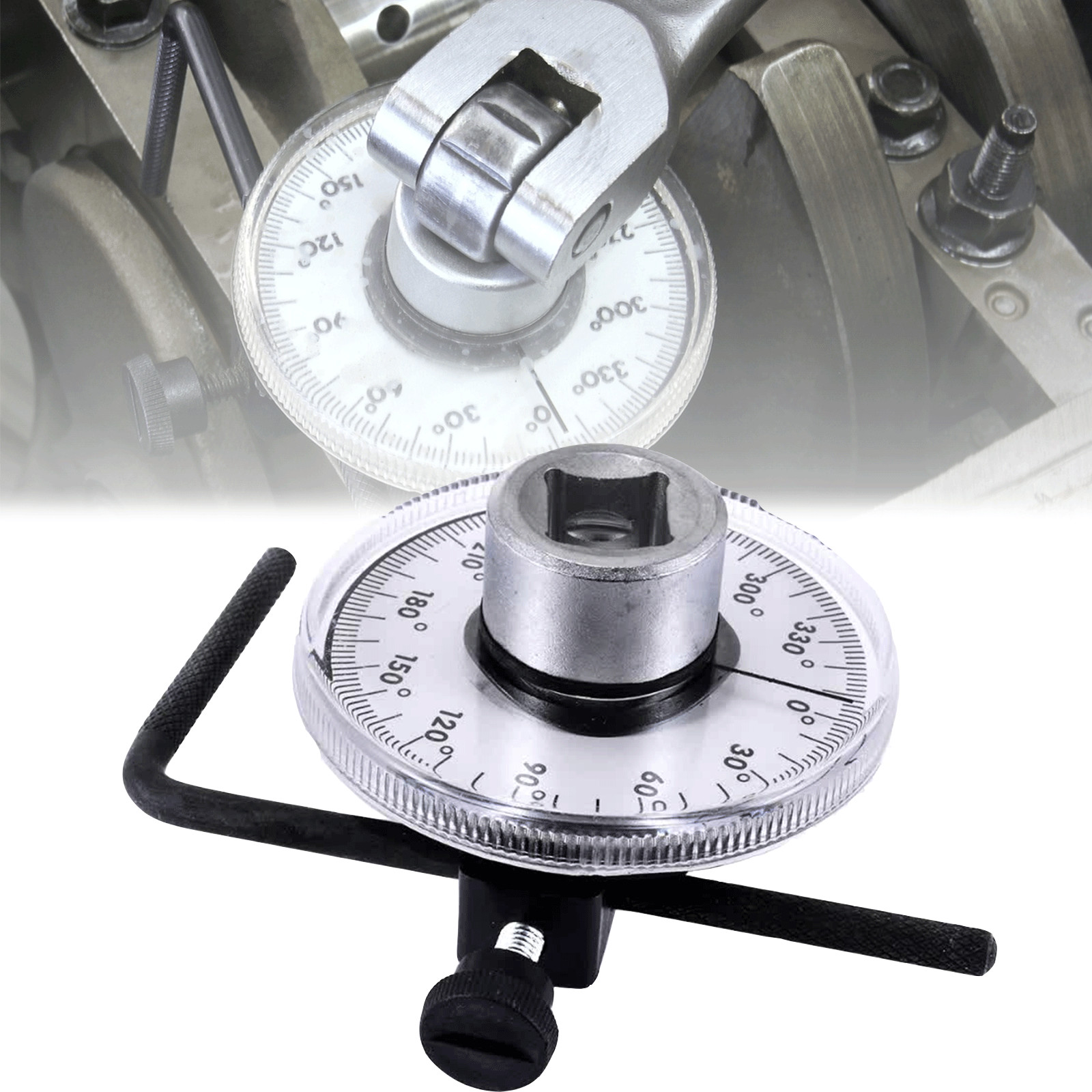 360 Degree 1/2″ Drive Torque Angle Gauge Meter Rotation Measure Wrench Tool