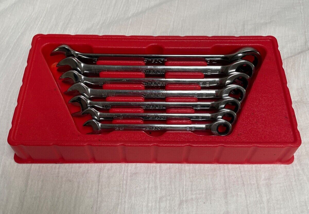 Snap on 7pc Non-Reversing Ratcheting Combo Wrench Set 3/8 – 3/4