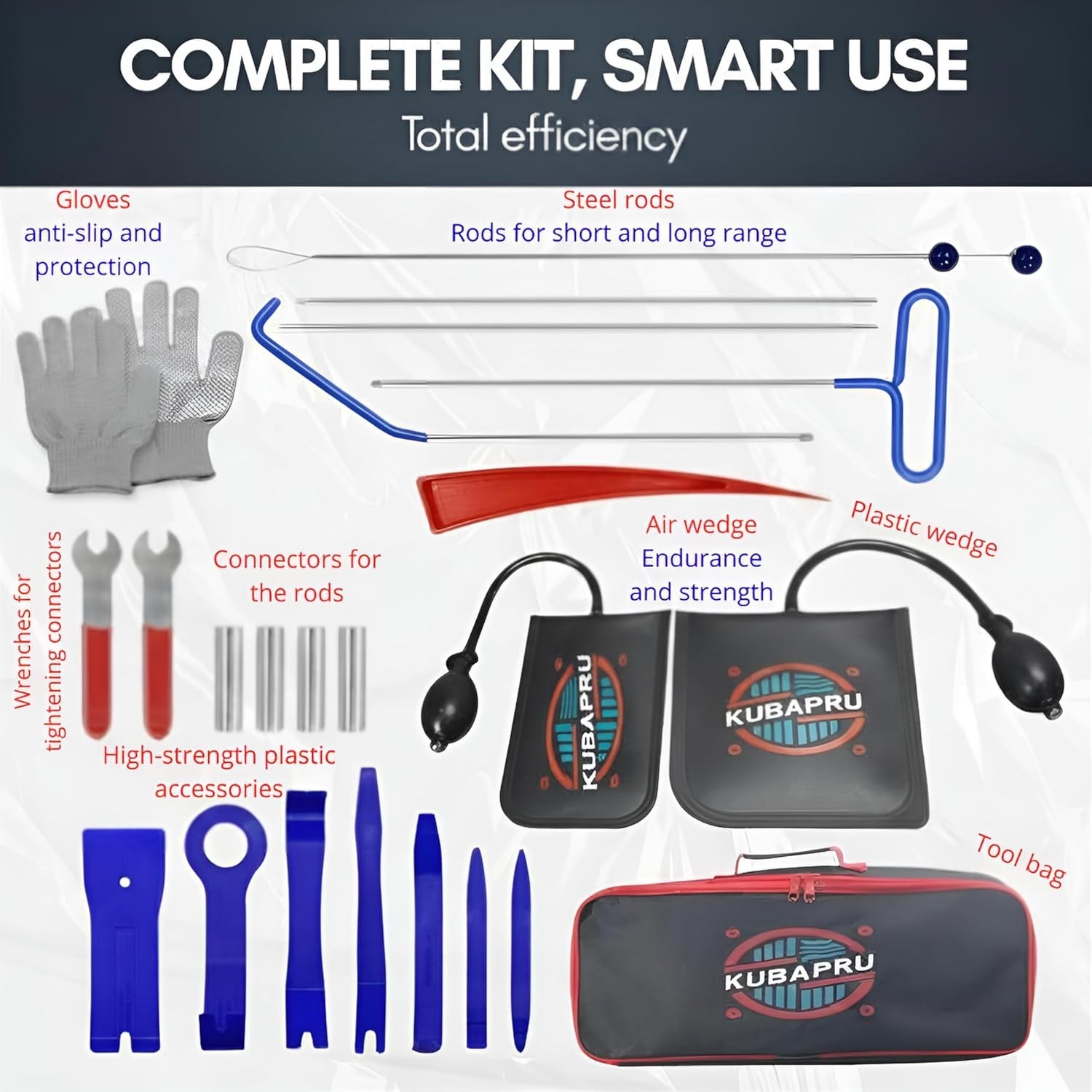 22-Piece Car Repair Tool Kit – Stainless Steel Tools & Inflatable Air Wedge