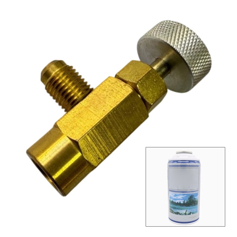 Brass Bottle Opener 7/16-28 Thread for R134a and For R1234yf AC Charging Cans