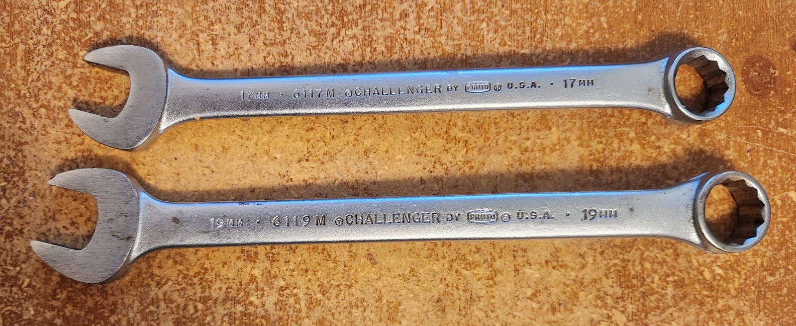 Challenger by Proto ☆USA☆ (Set of 2) 17 mm & 19mm Combo Wrench 12 Pt Lot 3432
