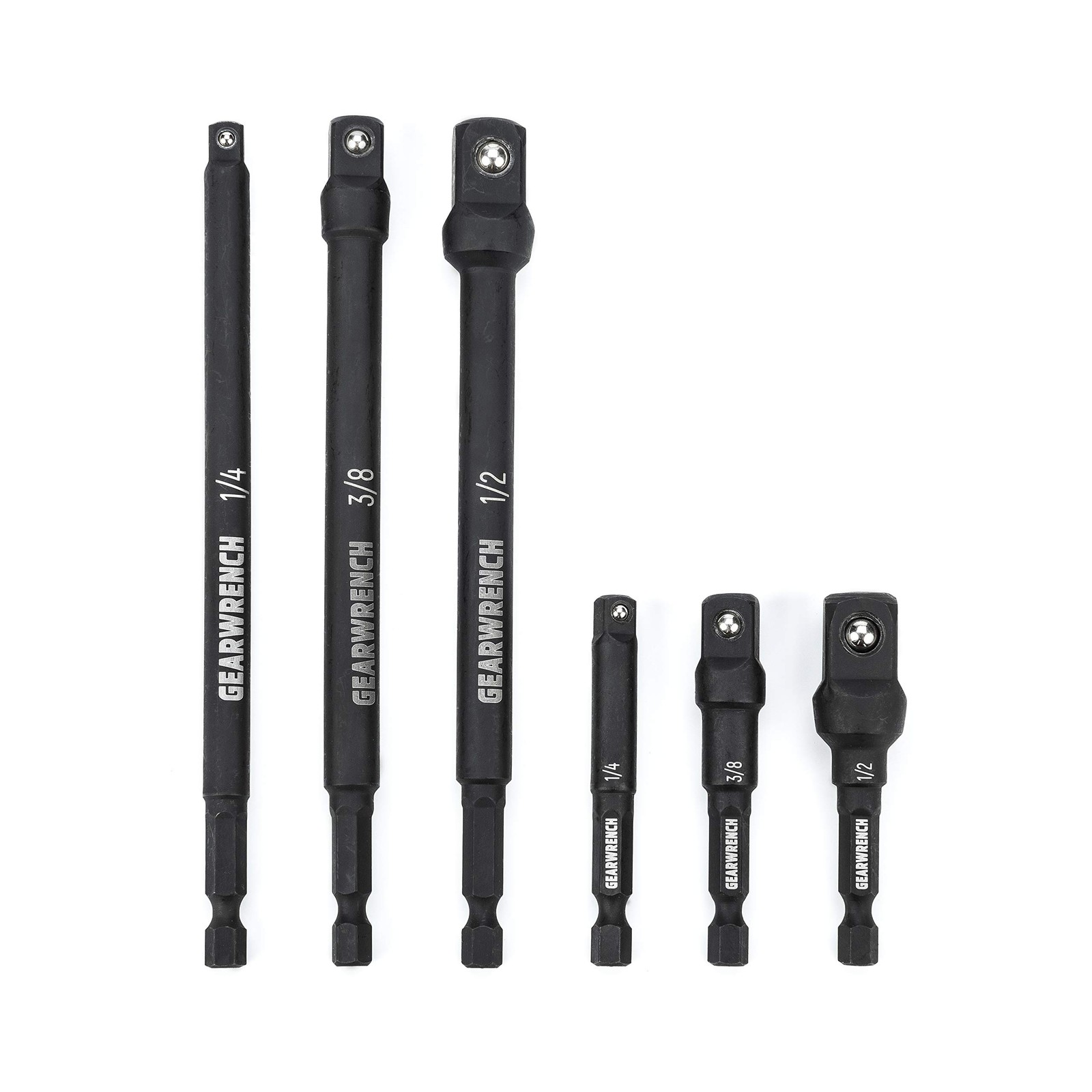 GEARWRENCH 6 Pc 1/4″ Drive Hex Shank Impact Socket extensions – One Size