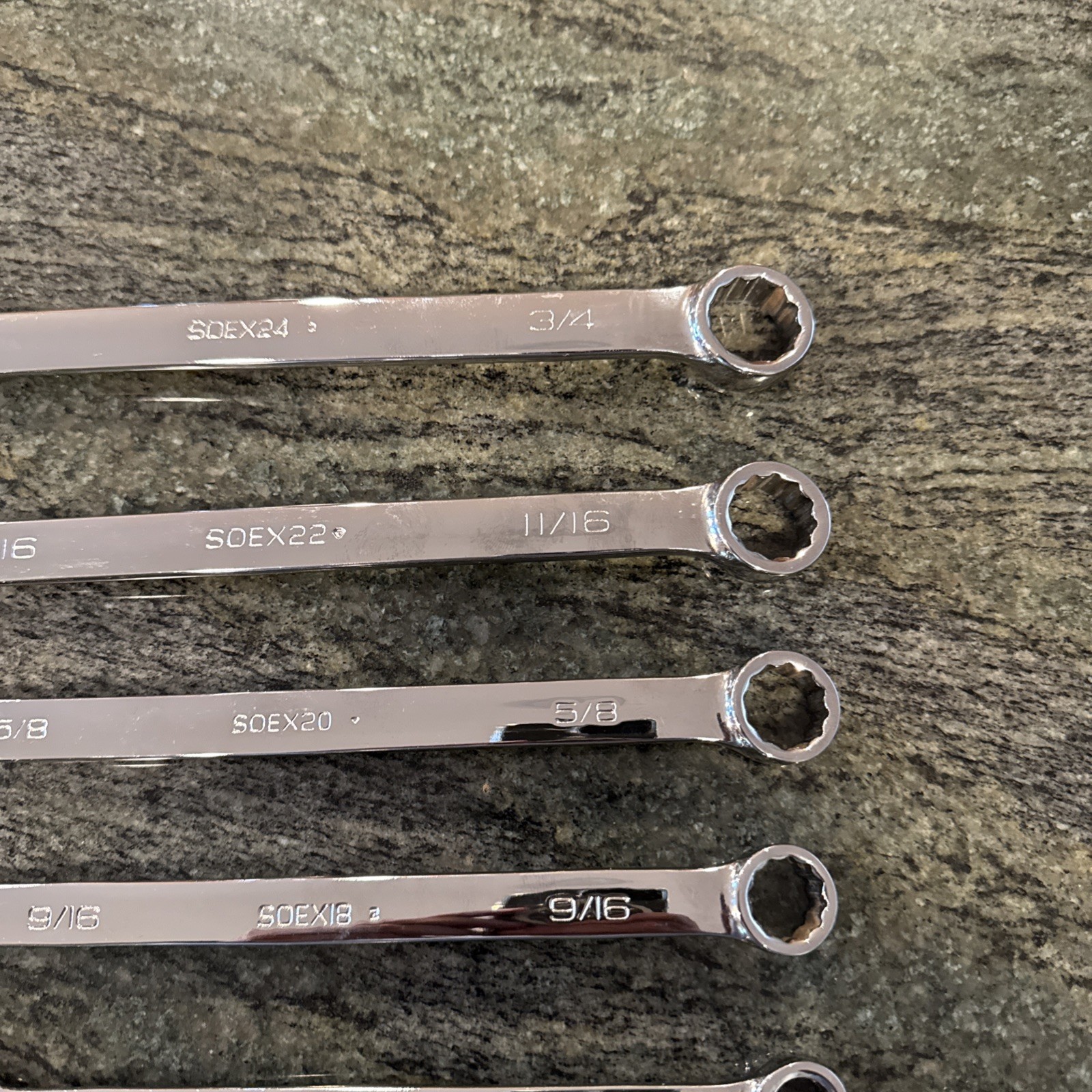snap on soex707 7 pc 12 point sae flank drive plus combination wrench set new