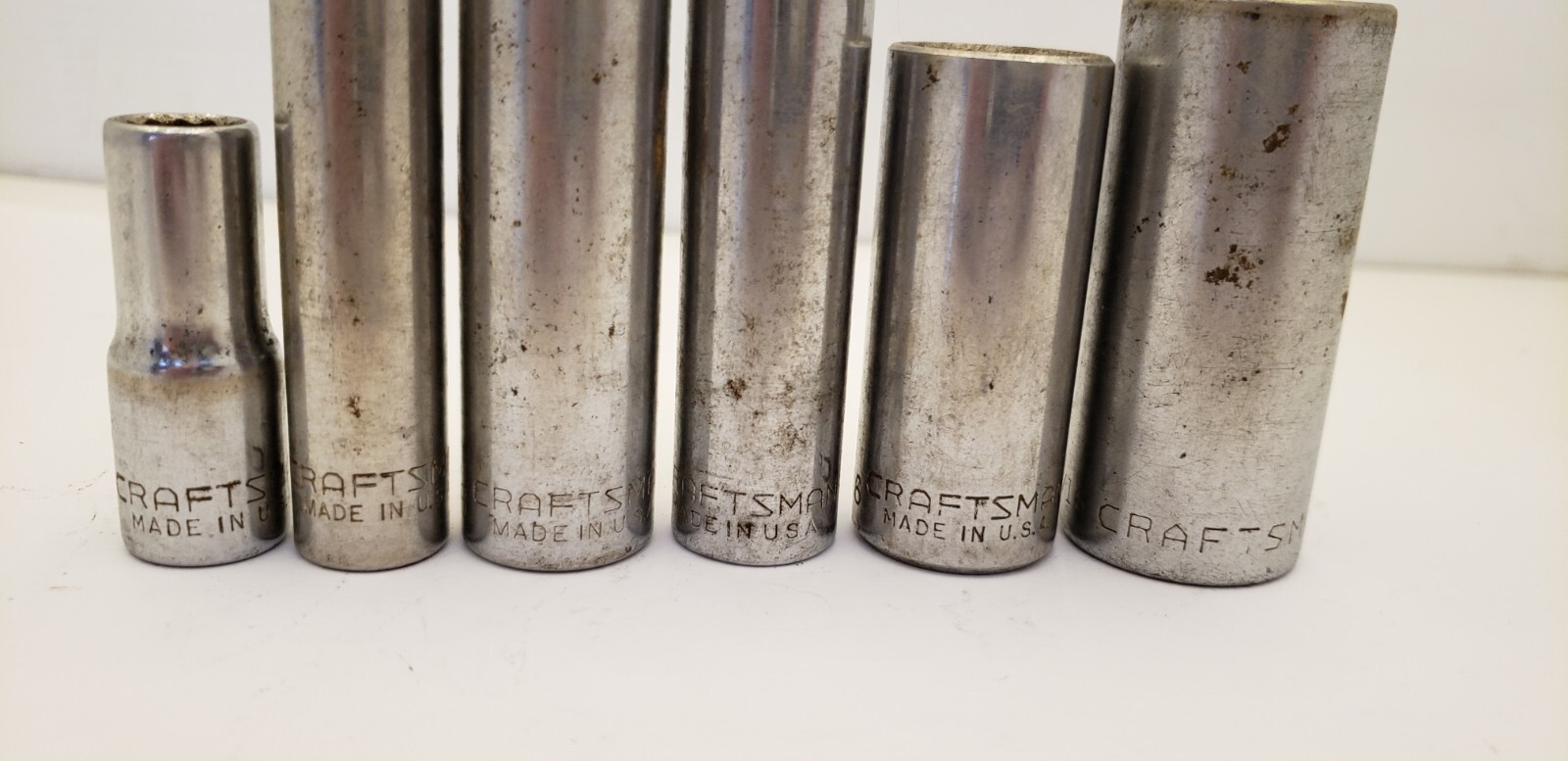 ASST. CRAFTSMAN 12PT-1/2″ DR SOCKETS: 13/16-11/16-5/8-9/16-7/16 & 3/8 (SET OF 6)