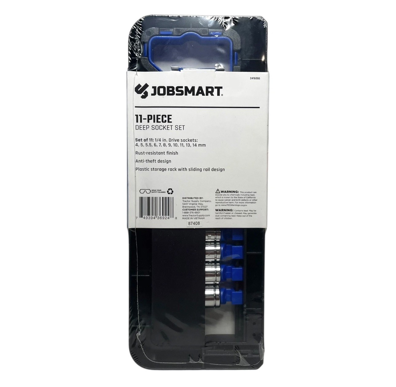 JobSmart 1/4 in. Drive Metric Deep Socket Set, 11 pc.