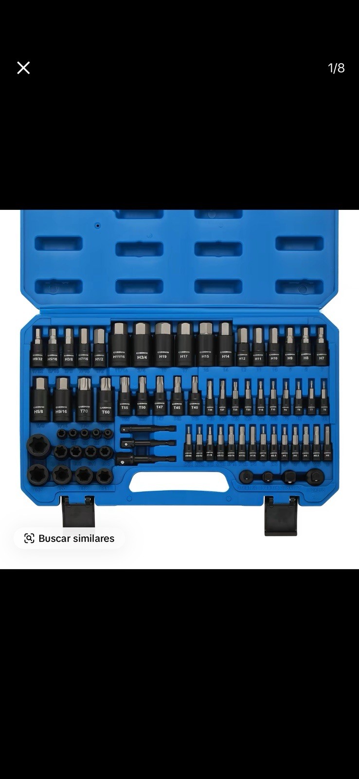 71-Piece Master Hex & Torx Bit Socket Set 1/4 3/8 1/2 Drive