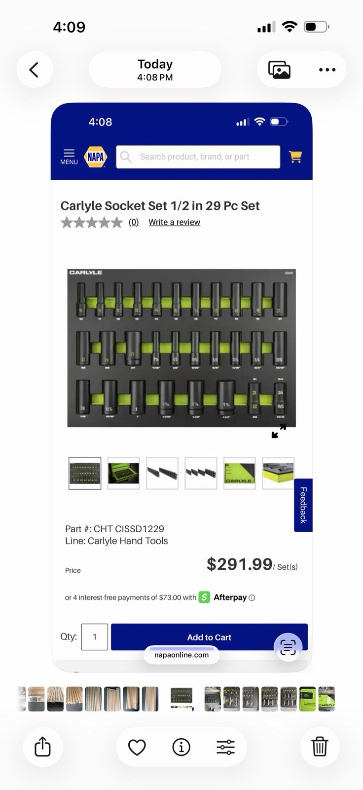 Carlyle By Napa 1/2 Dr Deep Impact socket Set SAE/Metric 29pc $290 Value
