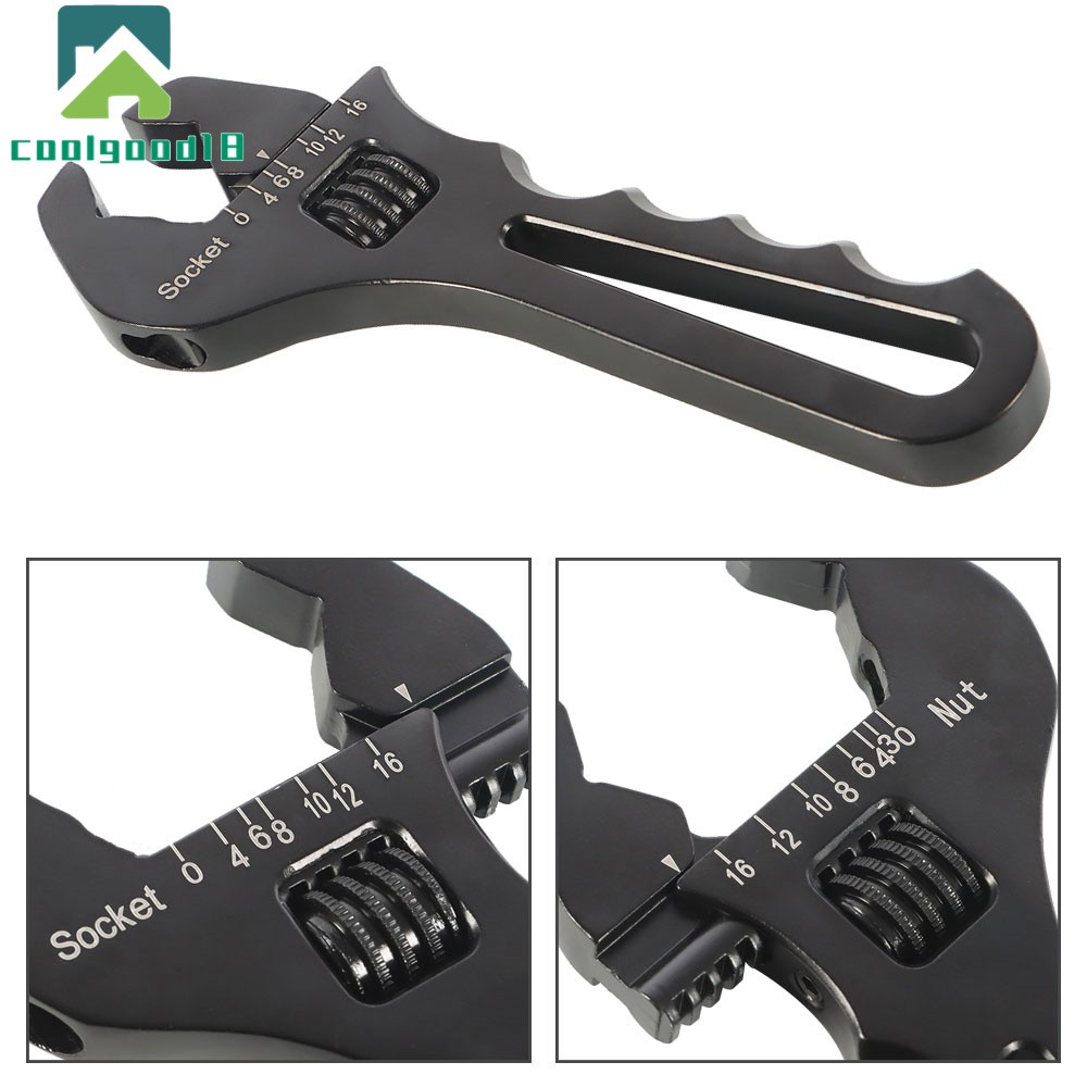 Adjustable Wrench Black Aluminum Tool Spanner for Hose End Fitting 3AN-16AN