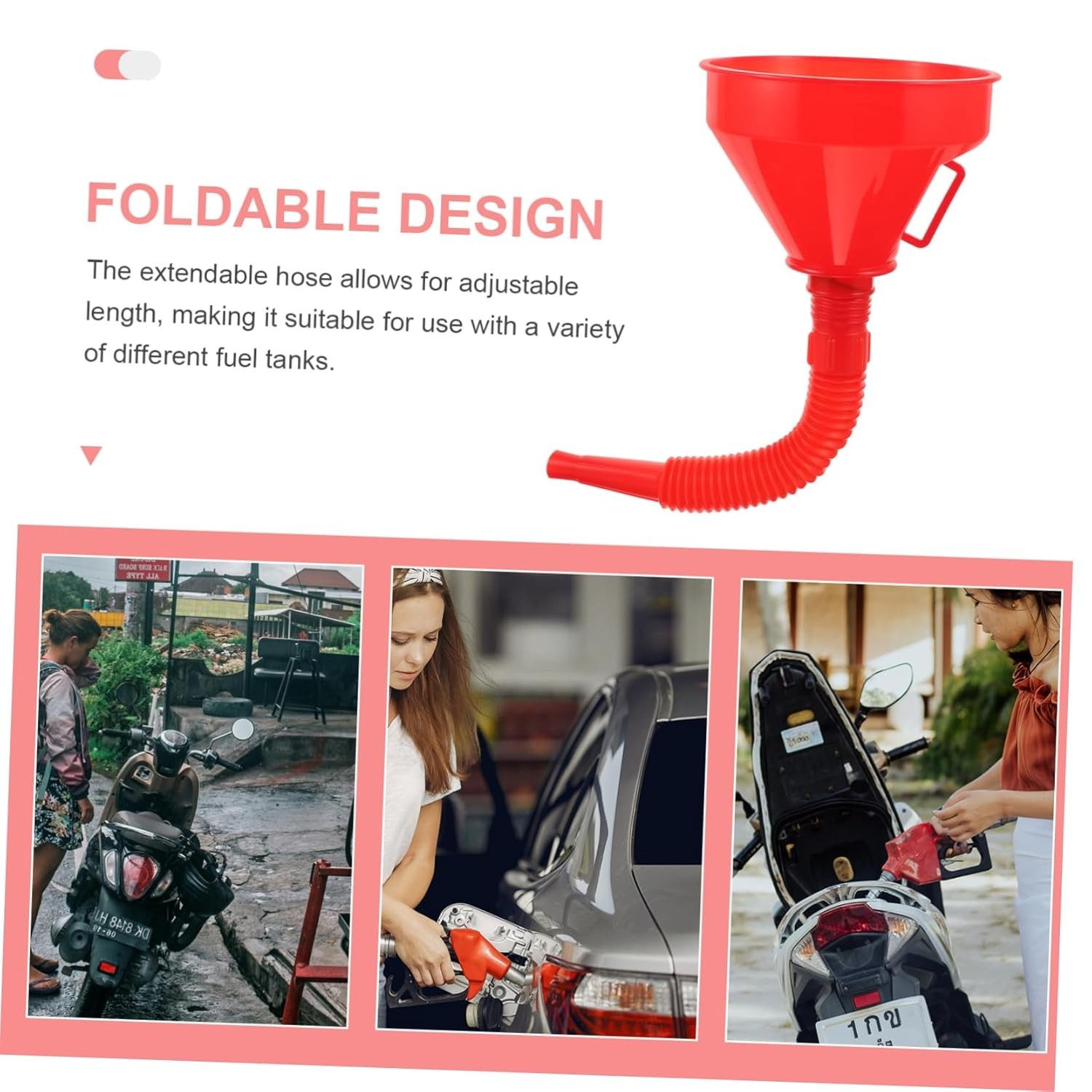Automotive Funnel with Hose 165mm Plastic Oil Funnel for Oil Change Capless Gas