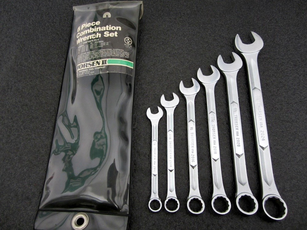 Vintage Thorsen 6pc SAE Combination Wrench Set PC-6 Made in USA