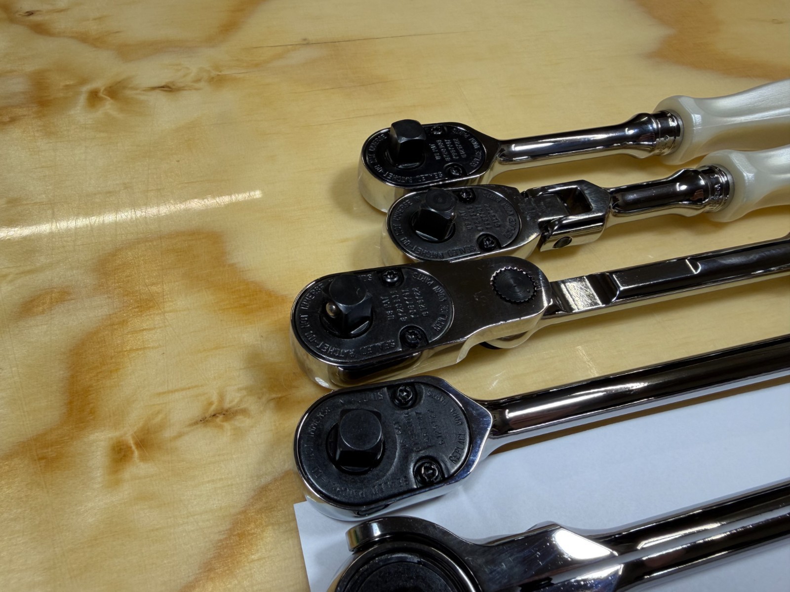 Snap-on Tools NEW RARE PEARL WHITE 8pc 3/8″ Drive Hard Grip Master Ratchet Set