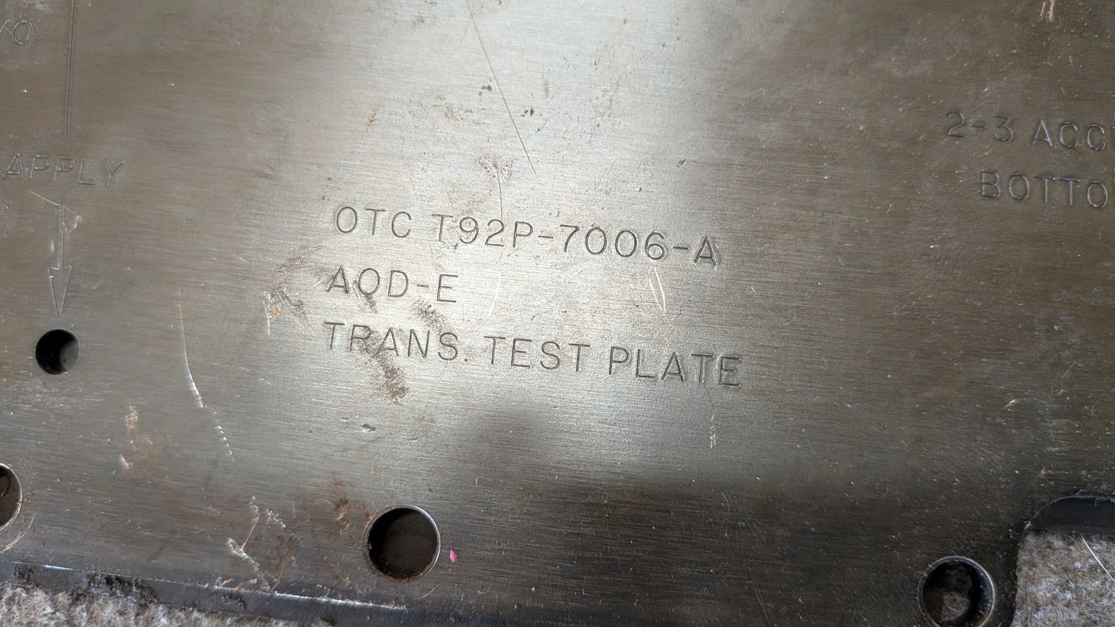 Ford T92P-7006-A 307-246 OTC Rotunda Air Test Plate & Gasket