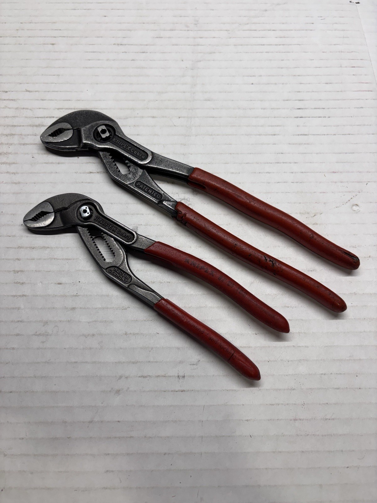 2 Knipex Cobra Adjustable Pliers 87 01 250 10″ & 87 01 180 7″ Red Grip Germany