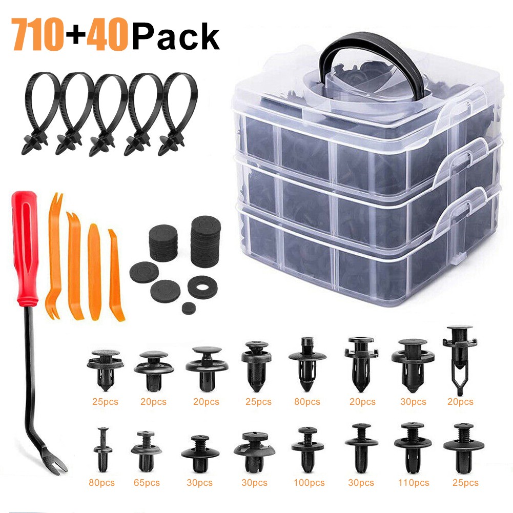 1115PCS Car Retainer Clips Auto Fasteners Push Trim Clips Pin Rivet Bumper Kit