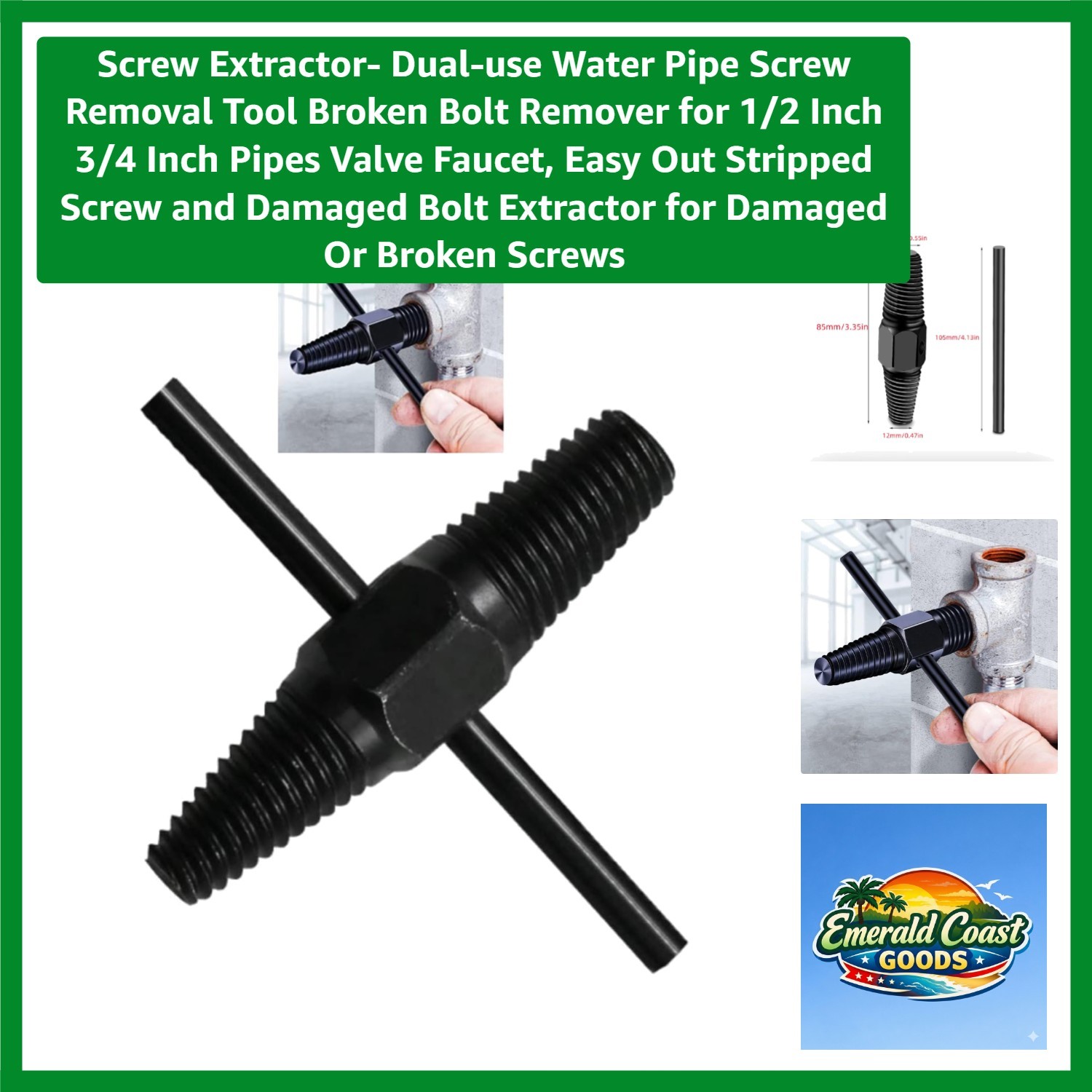 Compact Water Pipe Screw Remover – Perfect for Stripped and Rusty Fasteners
