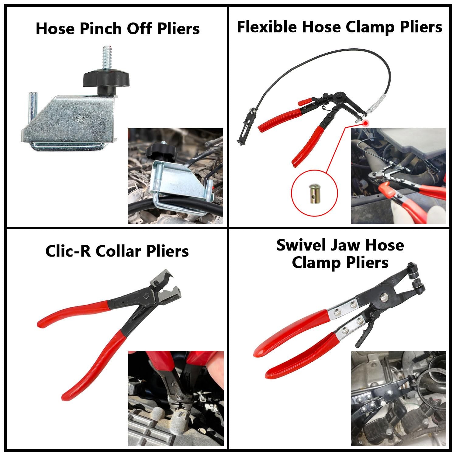 DPTOOL Hose Clamp Pliers Set 15pcs Removal and Installation Red