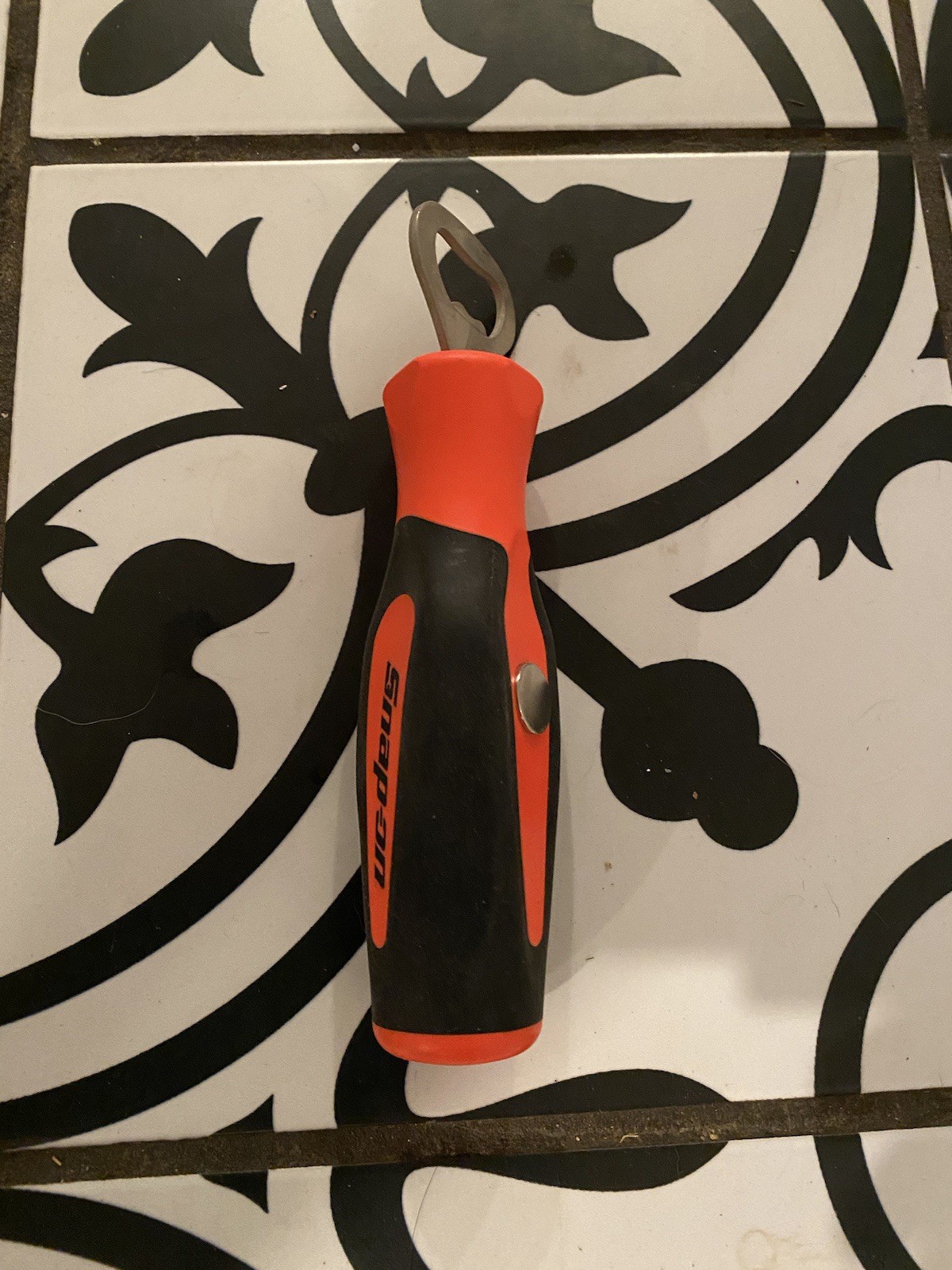 Snap-On Bottle Opener Neon Orange Handle Magnetic
