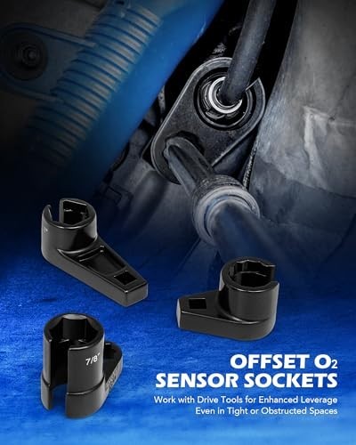 Oxygen Sensor Socket Set 12 Piece 22mm 27mm 29mm 7/8 1-1/16 Inch O2 Removal Tool