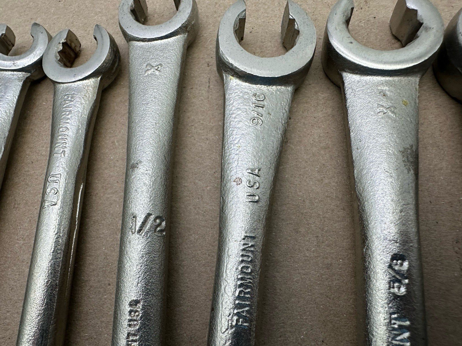 Fairmount 9pc Single End Flare Nut Line Wrench Set USA 3/8″-1″ Very Nice Shape