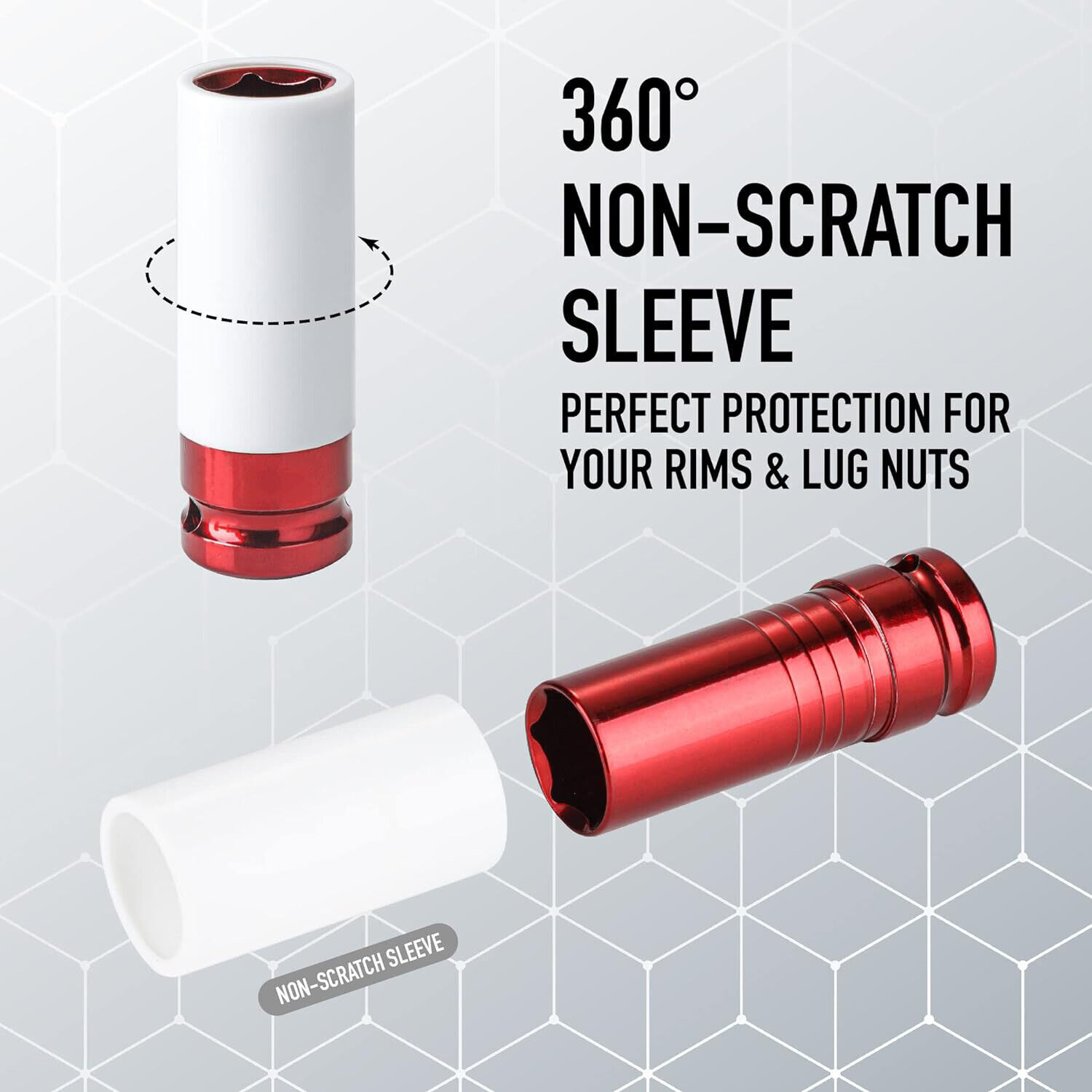 New 1/2″ Drive Wheel Protector Impact Socket, Thin Wall Deep Impact Socket Set
