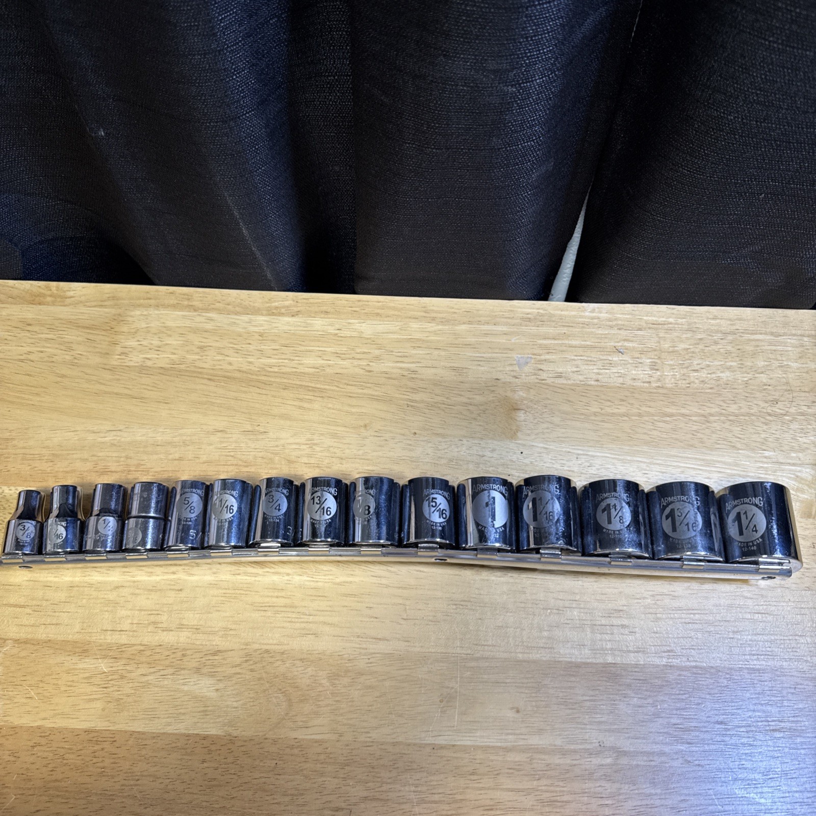 Armstrong 12 Point 1/2 Drive 15 Piece Socket Set 3/8 to 1 1/4” EXCELLENT