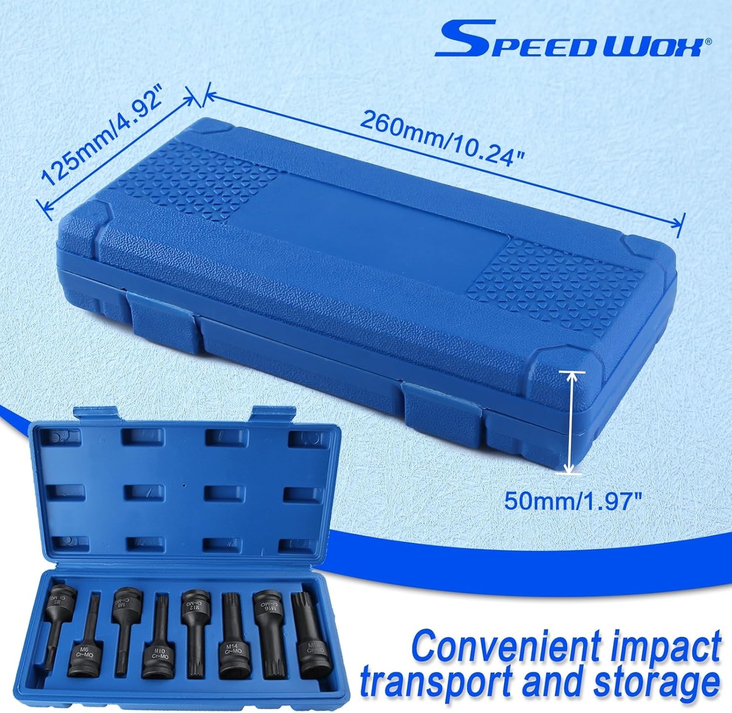 1/2″ Drive Impact Bit Socket Set – Triple Square Spline (Torx) 5mm-18mm – Long