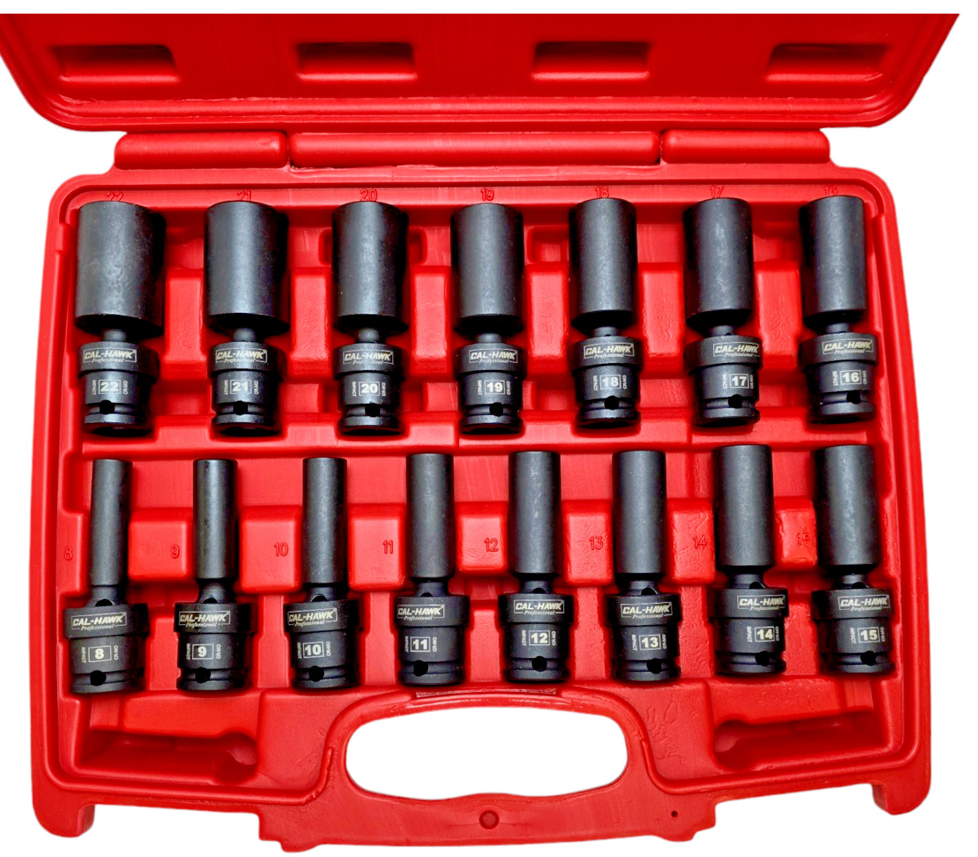 15PC 3/8″DR.Universal Swivel Deep Impact Socket Set(METRIC)PRO Radius 8-22mm Set